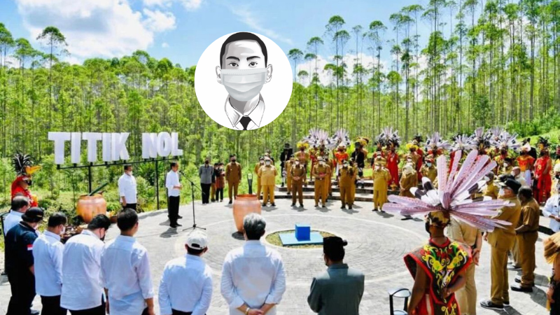 Prosesi penyatuhan tanah dan air di titik nol Ibu Kota Negara Indonesia di Kabupaten Penajam Paser Utara, Kalimantan Timur. (Foto: Editor/Setkab)